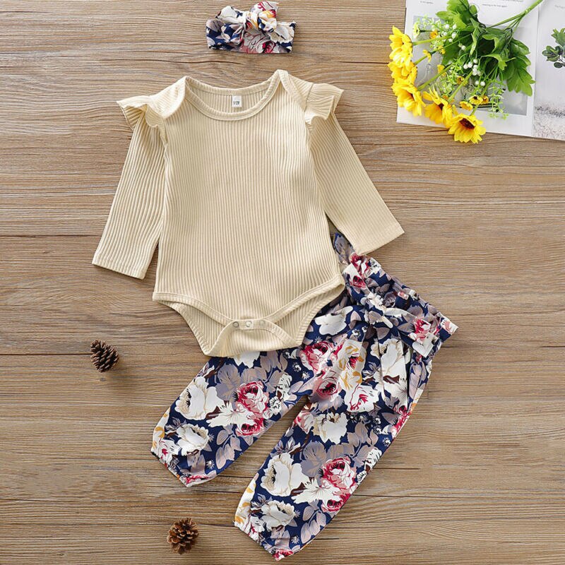 0 18M Baby Girls 3Pcs Clothes Set Newborn Babies