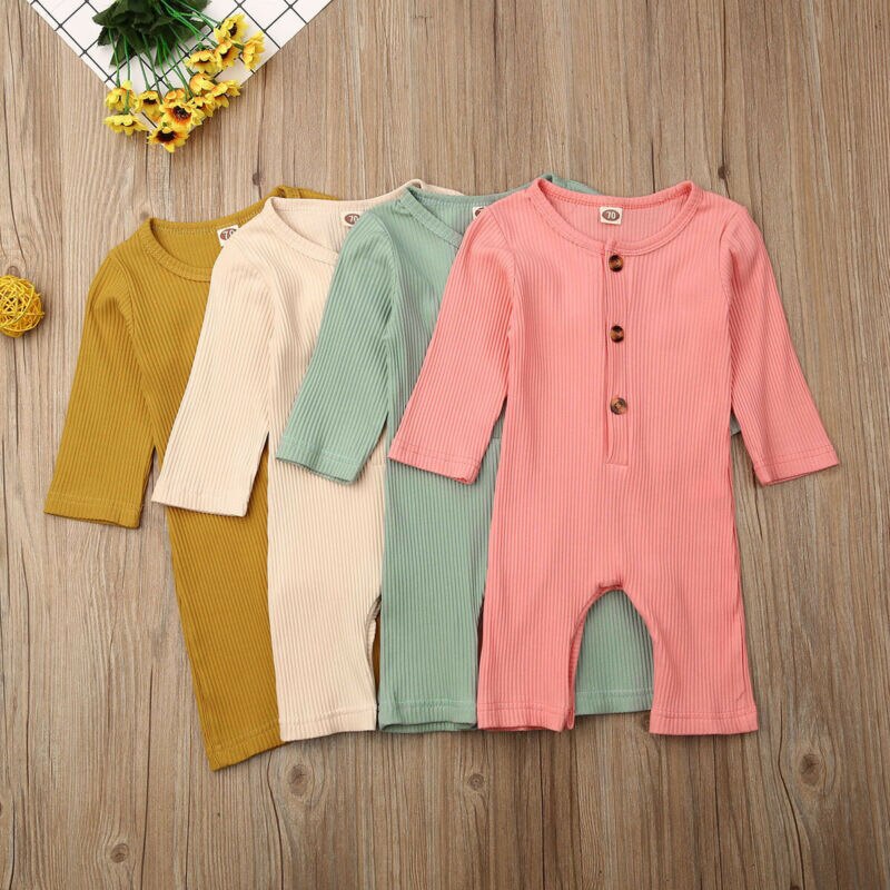 0 18M Baby Solid One piece Romper Newborn Babies