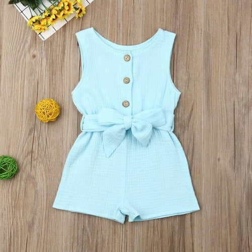0 18M Baby Summer Romper Babies Girl Bowknot Solid