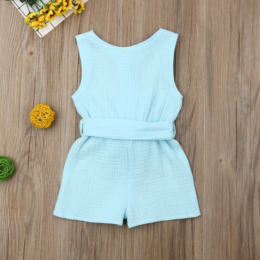 0 18M Baby Summer Romper Babies Girl Bowknot Solid