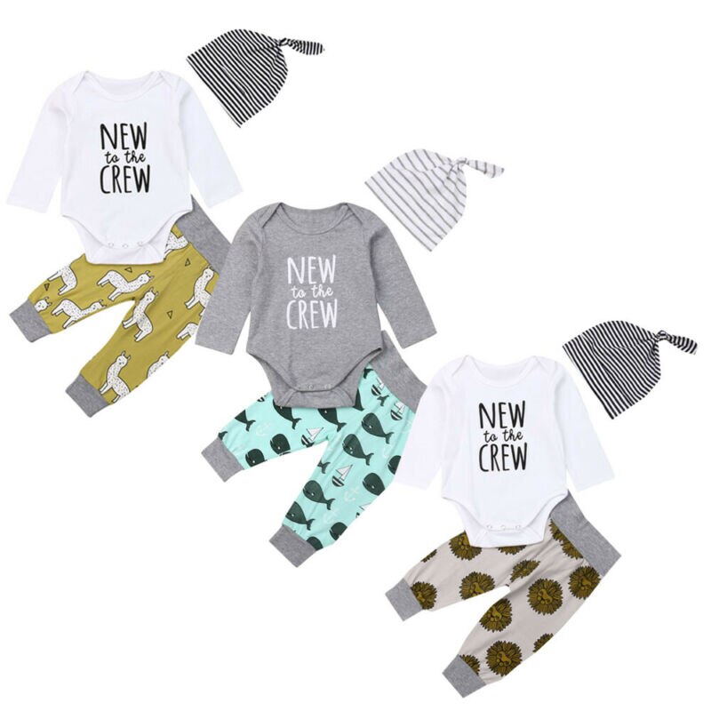 0 24M Baby 3Pcs Outfits Babies Boy Long Sleeve