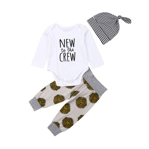 0 24M Baby 3Pcs Outfits Babies Boy Long Sleeve