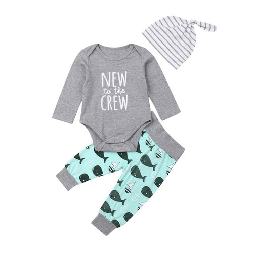 0 24M Baby 3Pcs Outfits Babies Boy Long Sleeve