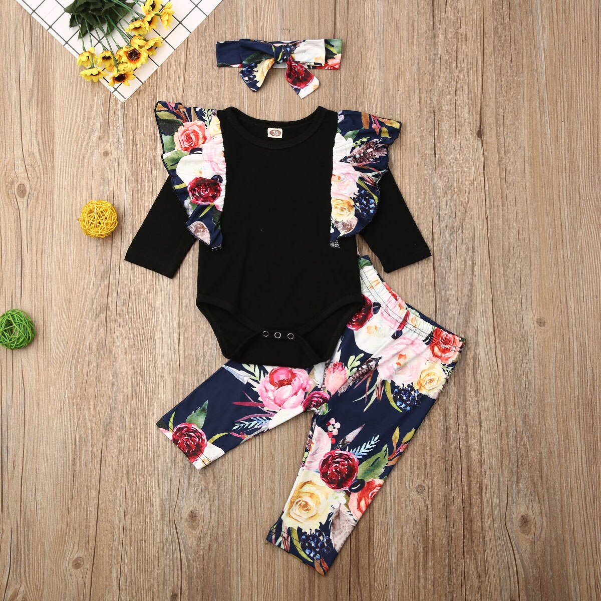 0 24M Baby Floral Clothes Set Newborn Babies Girl