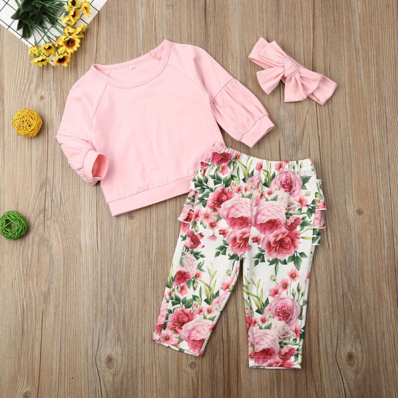 0 24M Baby Floral Clothes Set Toddler Babies Girl
