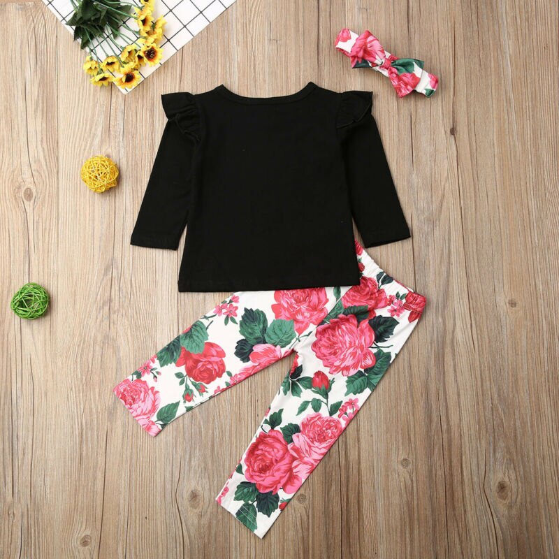 0 24M Baby Girl 3Pcs Floral Outfits Newborn Babies