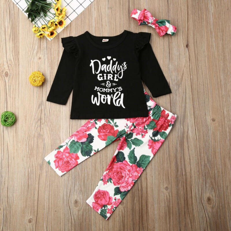0 24M Baby Girl 3Pcs Floral Outfits Newborn Babies
