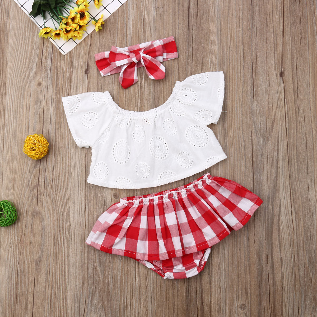 0 24M Baby Plaids Clothes Set Newborn Babies Girl