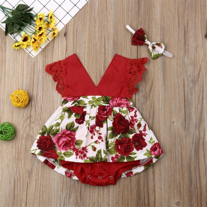 0 24M Baby Summer Floral Bodysuit Newborn Babies