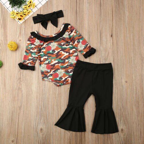 0 24M Infant Baby Girls Camo Clothes Set Babies