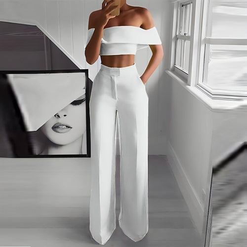 FlexiChic™ – Wide Leg Pants & Crop Top Two-Piece Set