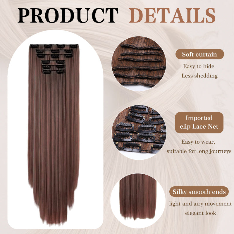 Straight Clip In Hair Extensions 24Inch Hair Extensions For Women 6Pcs