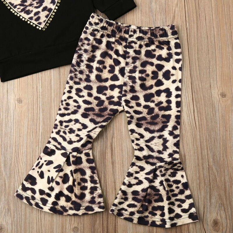 3PCS Baby Girls Leopard Outfits Babies T