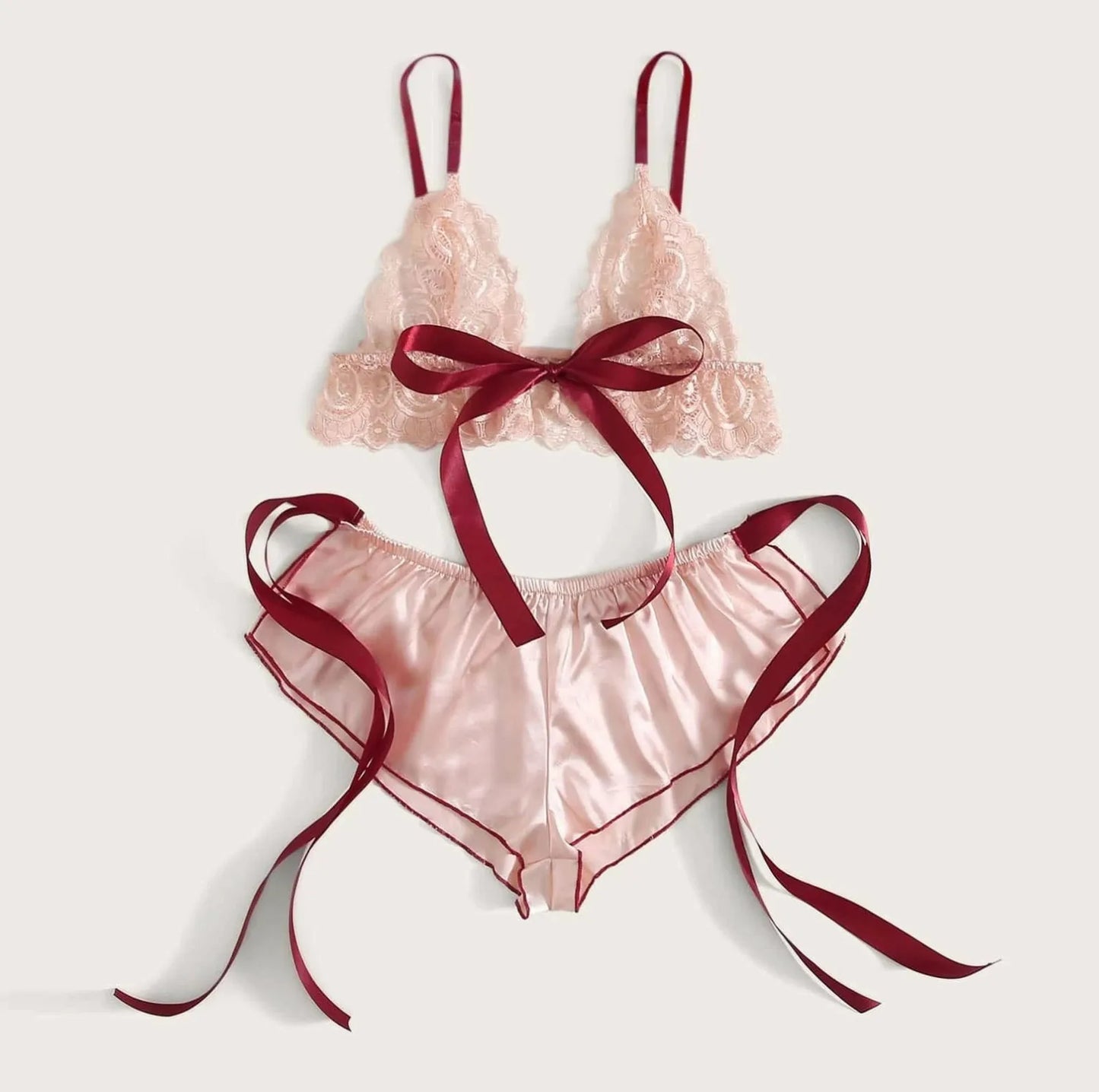 Lace Sexy Pajamas Satin Sleepwear Bra Women Lingerie Wireless Shorts S-3Xl Bow Men'S Boxers Underwear Cotton Pyjama Pour Femme