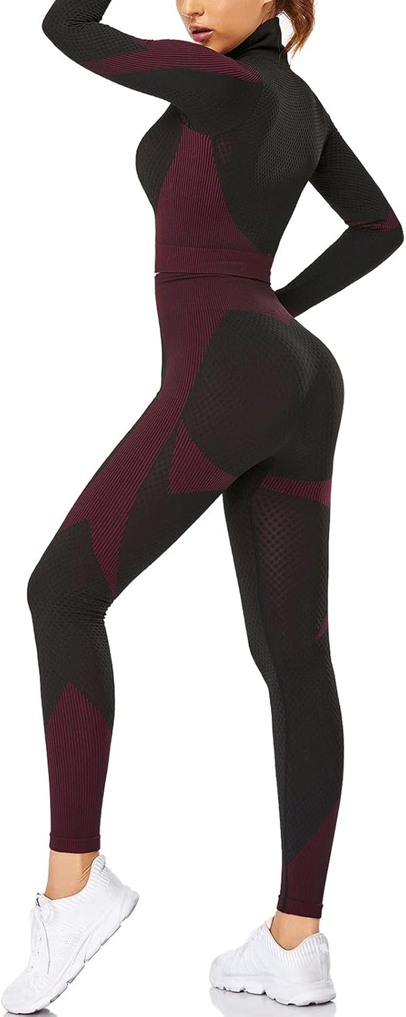 Women'S 2 Piece Tracksuit Workout Set - High Waist Leggings and Crop Top
