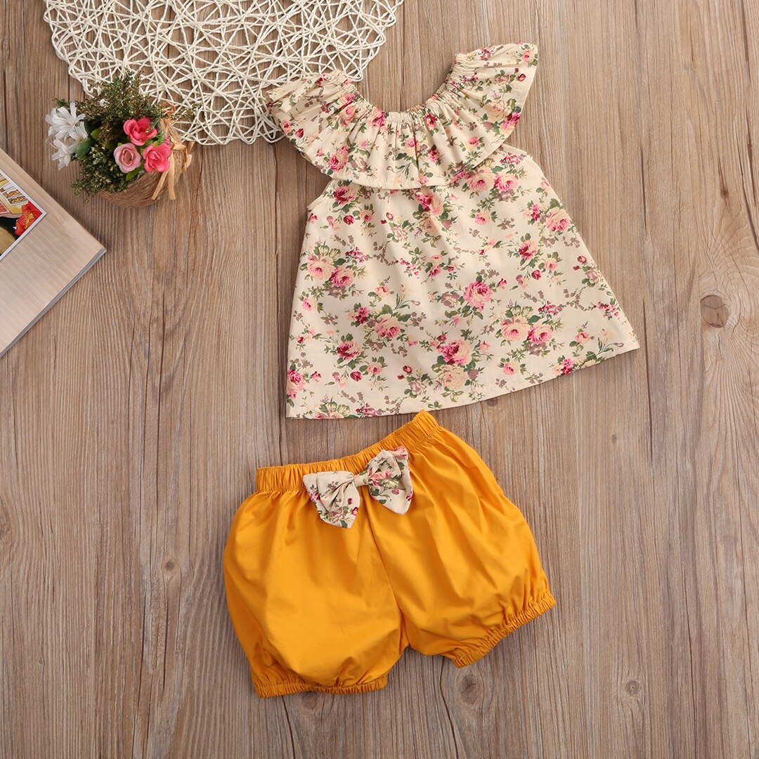 Babies Girl Summer Floral Ckothing Set Cute Kids