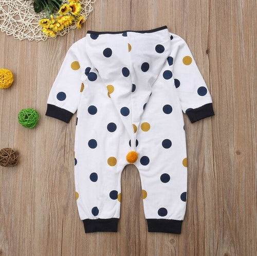 Babies Polka Dots Hooded Romper Clothes Newborn