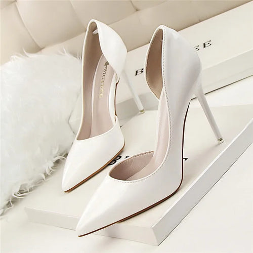 BIGTREE Shoes New Patent Leather Woman Pumps Pointed Stiletto Fashion