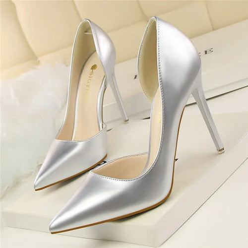 BIGTREE Shoes New Patent Leather Woman Pumps Pointed Stiletto Fashion