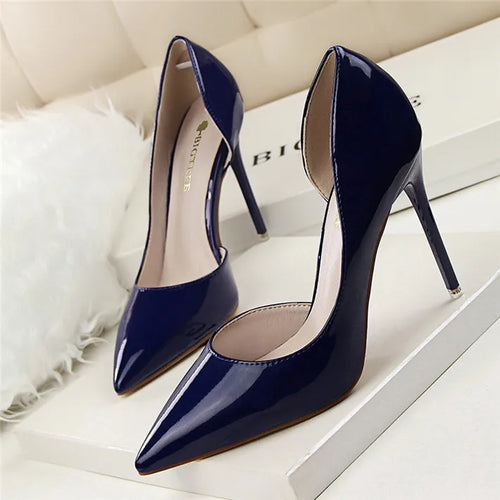BIGTREE Shoes New Patent Leather Woman Pumps Pointed Stiletto Fashion