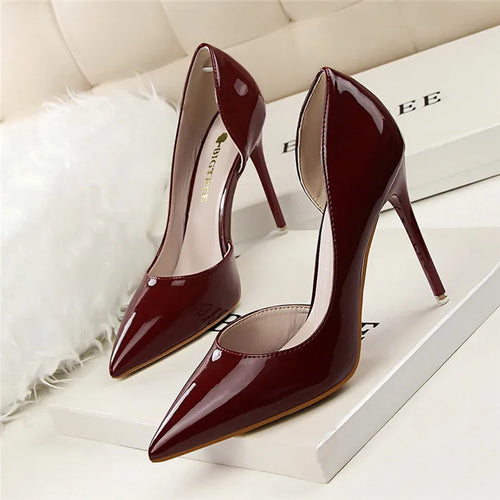 BIGTREE Shoes New Patent Leather Woman Pumps Pointed Stiletto Fashion