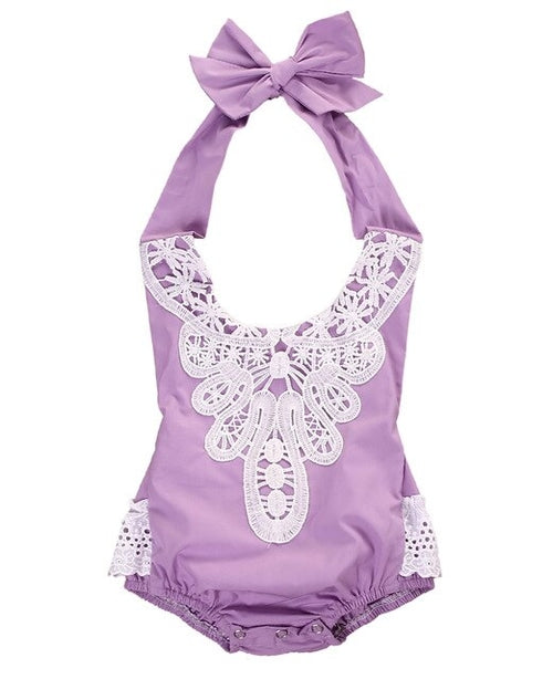 Multi colored Babies Halter Floral Bodysuits