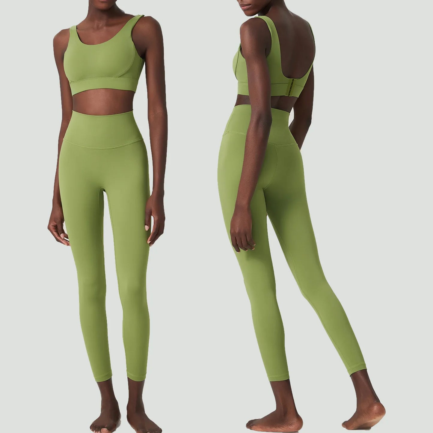 2/3 Pieces Fitness Yoga Set Women Solid Color Lycra Workout Gym Suit