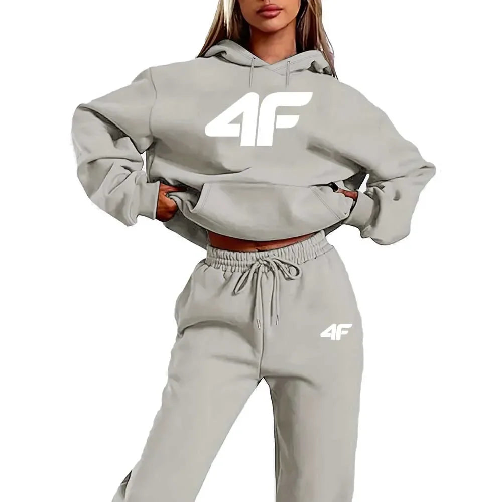 2025 women's sports suit hooded sweatshirt+sports pants 2-piece set casual jogging suit sportswear men's street style set