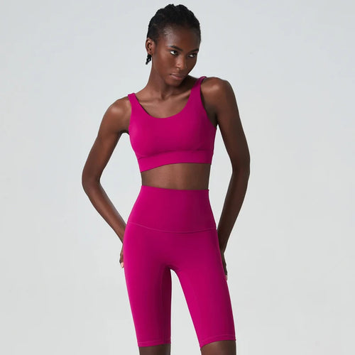 2/3 Pieces Fitness Yoga Set Women Solid Color Lycra Workout Gym Suit