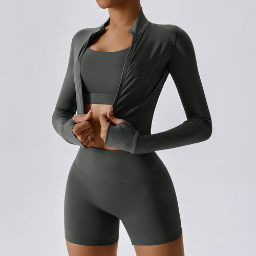 3 Pieces Women Tracksuit Yoga Set Workout Sportswear Gym Clothing