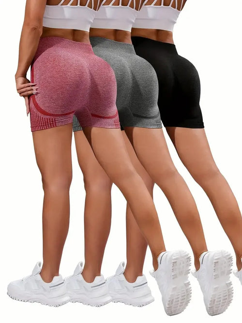 3 Pieces Women Yoga Seamless Shorts Leggings Fitness High Waist Push