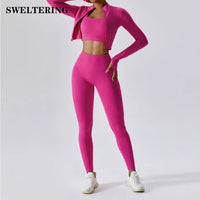 3 Pieces Women Tracksuit Yoga Set Workout Sportswear Gym Clothing