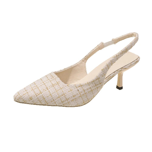 Brand Designer Slingbacks High Heels Pumps Women Pointed Blue Pointed