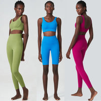 2/3 Pieces Fitness Yoga Set Women Solid Color Lycra Workout Gym Suit