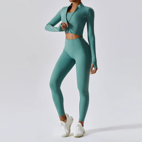 3 Pieces Women Tracksuit Yoga Set Workout Sportswear Gym Clothing