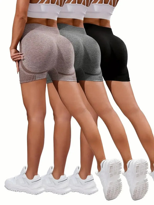 3 Pieces Women Yoga Seamless Shorts Leggings Fitness High Waist Push