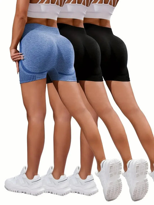 3 Pieces Women Yoga Seamless Shorts Leggings Fitness High Waist Push