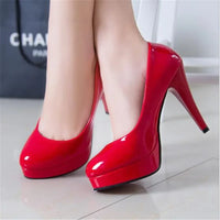 Women Pumps Fashion Classic Patent Leather High Heels Shoes Nude Head