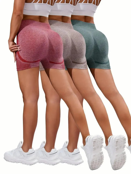 3 Pieces Women Yoga Seamless Shorts Leggings Fitness High Waist Push