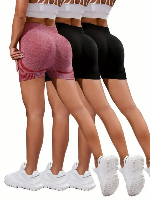 3 Pieces Women Yoga Seamless Shorts Leggings Fitness High Waist Push