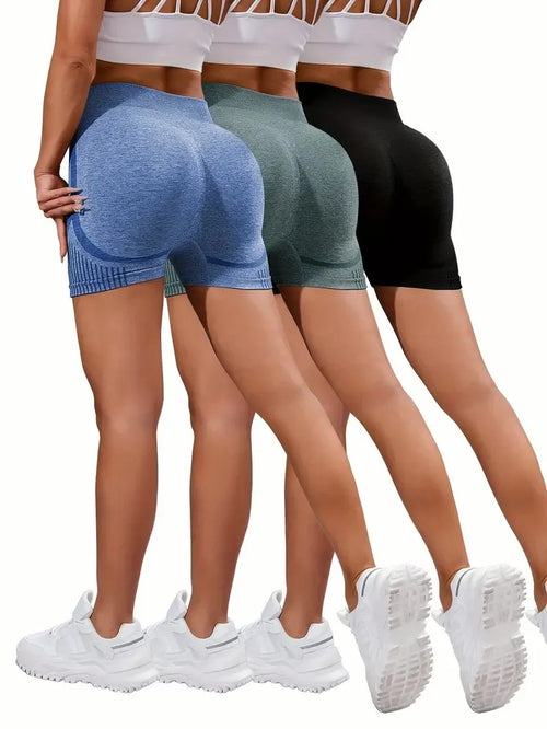 3 Pieces Women Yoga Seamless Shorts Leggings Fitness High Waist Push