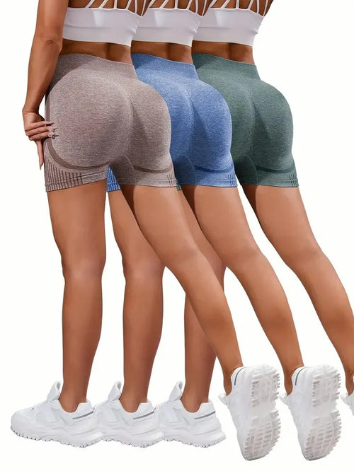 3 Pieces Women Yoga Seamless Shorts Leggings Fitness High Waist Push