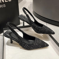 Brand Designer Slingbacks High Heels Pumps Women Pointed Blue Pointed