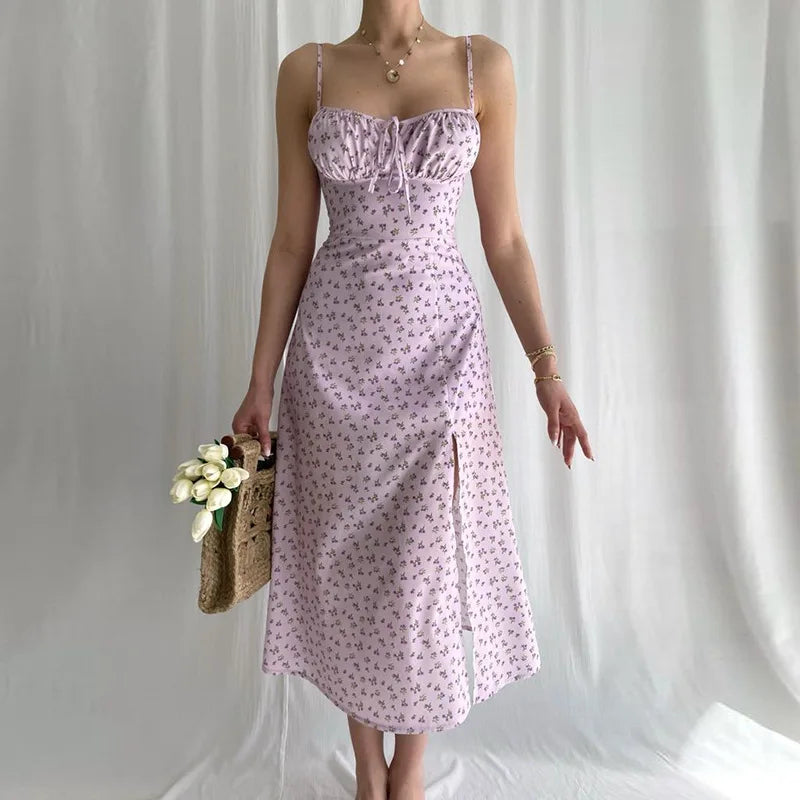 Women Elegant Floral Beach Vacation Bodycon Streetwear Long Dress 2024