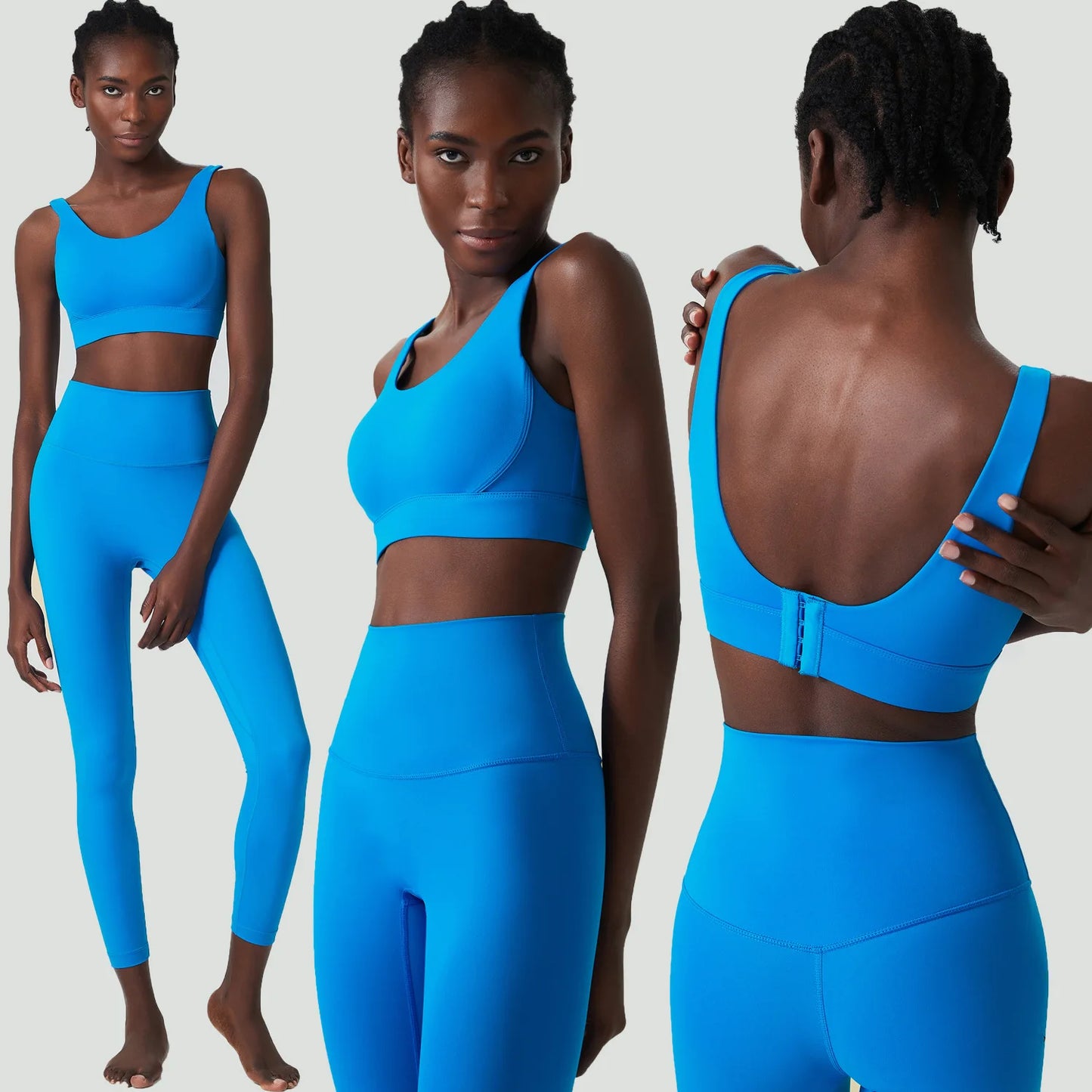 2/3 Pieces Fitness Yoga Set Women Solid Color Lycra Workout Gym Suit