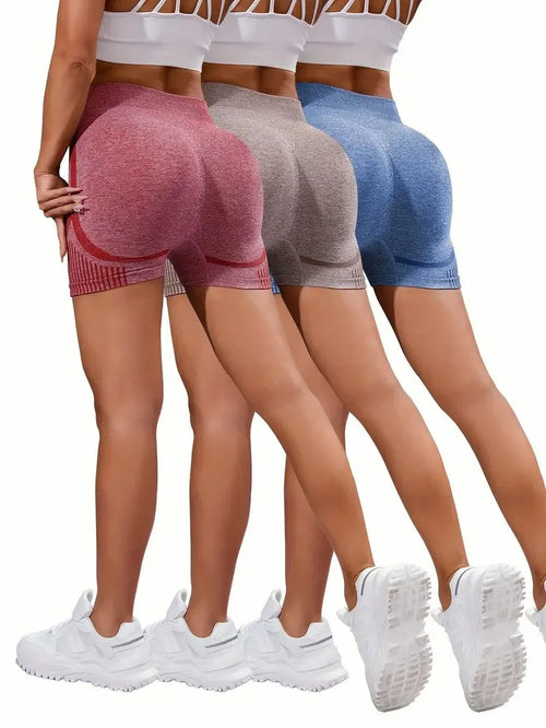 3 Pieces Women Seamless Shorts Yoga Leggings Fitness High Waist Push