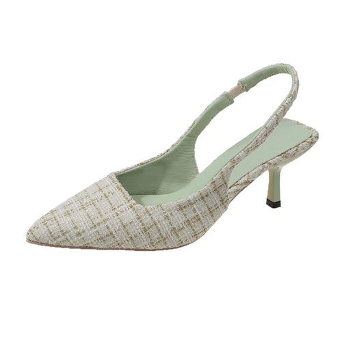 Brand Designer Slingbacks High Heels Pumps Women Pointed Blue Pointed