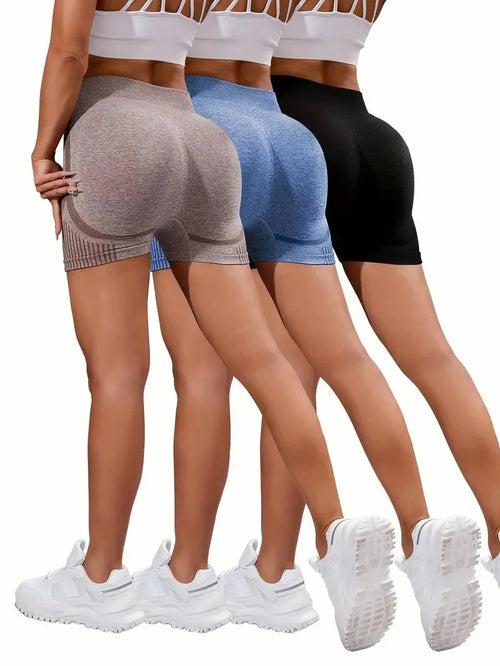3 Pieces Women Yoga Seamless Shorts Leggings Fitness High Waist Push