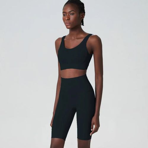 2/3 Pieces Fitness Yoga Set Women Solid Color Lycra Workout Gym Suit