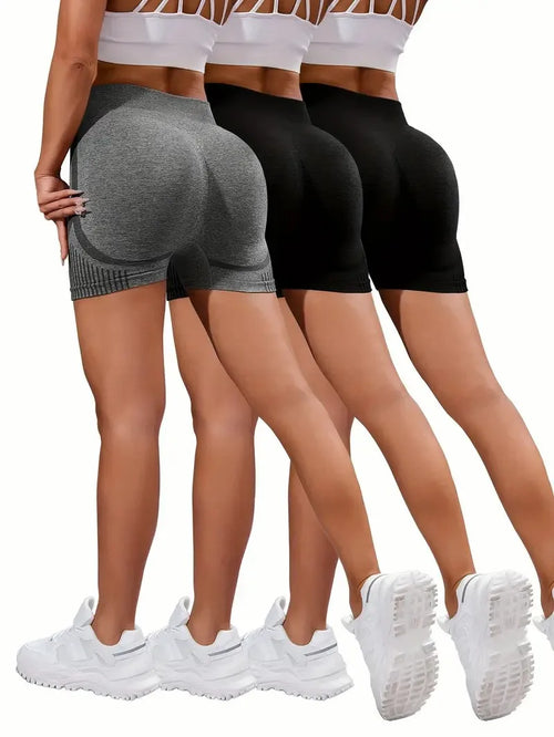 3 Pieces Women Yoga Seamless Shorts Leggings Fitness High Waist Push
